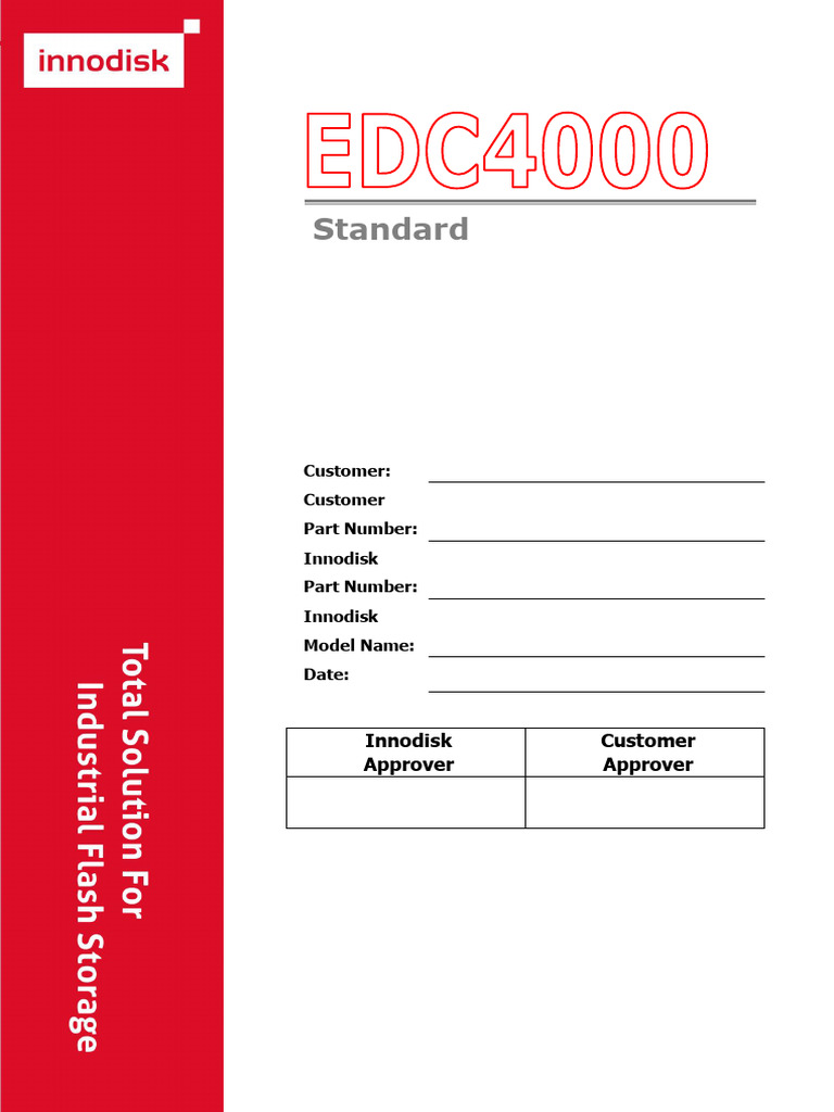 Standard customer customer part number innodisk part number