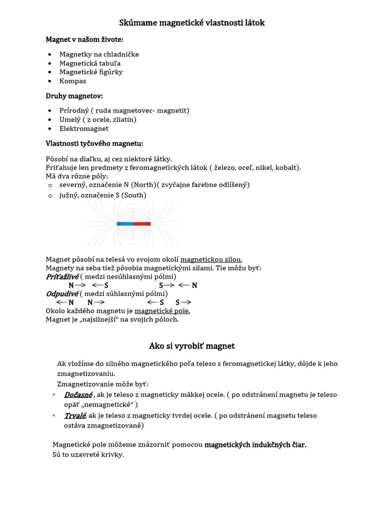 Magnetick Vlastnosti L tok pozn mky PDF