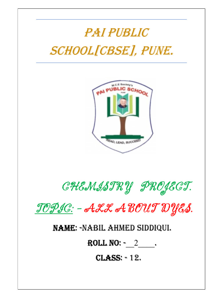 Chemistry Project on Dyes | PDF | Dye | Color