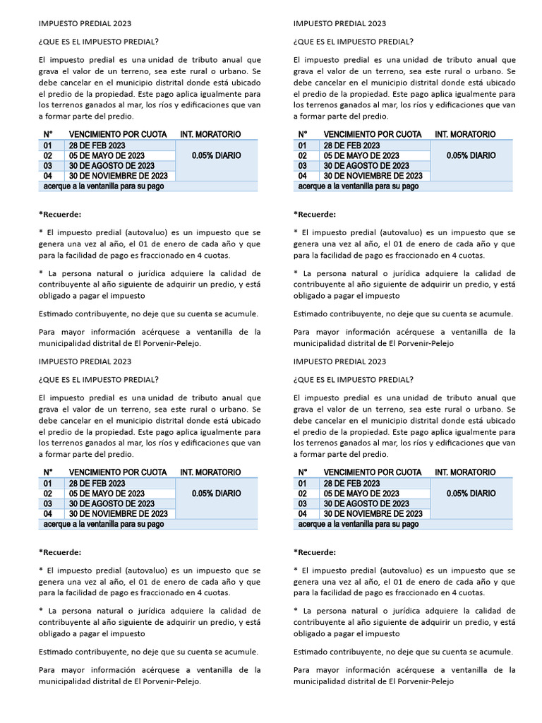 Guía del Impuesto Predial 2023 | PDF | Impuestos | Comercio