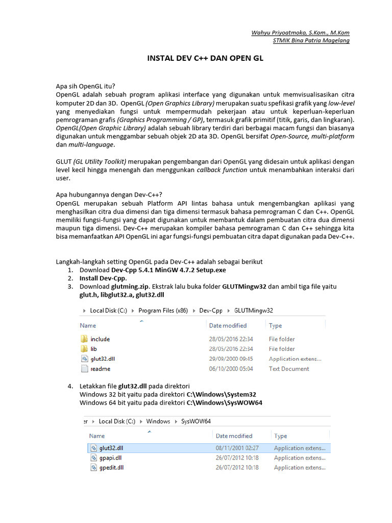 Instalasi OpenGL di Dev-C++ | PDF