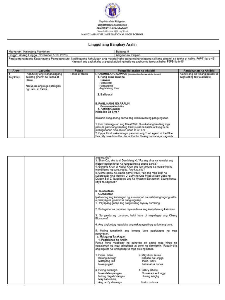 WLP-WEEK 1-NOv. 6-10, 2023 | PDF