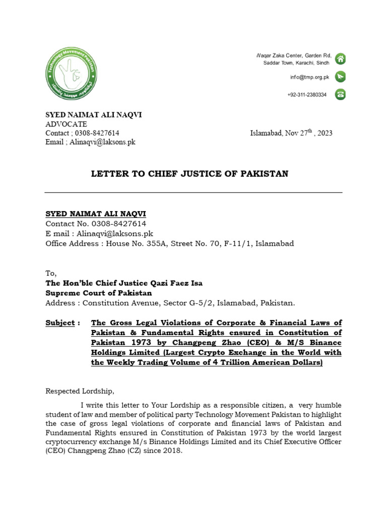 Waqar Zaka Letter | PDF | Money Laundering | Cryptocurrency