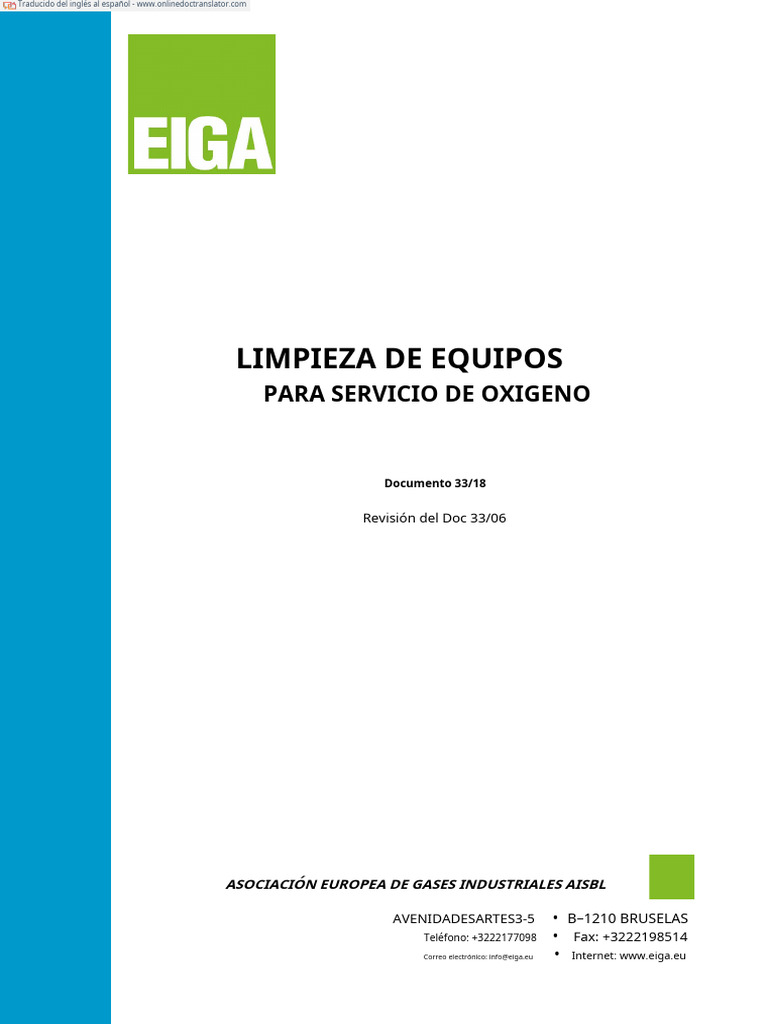 Cleaning of Equipment For Oxygen Service En.es Descargar gratis PDF