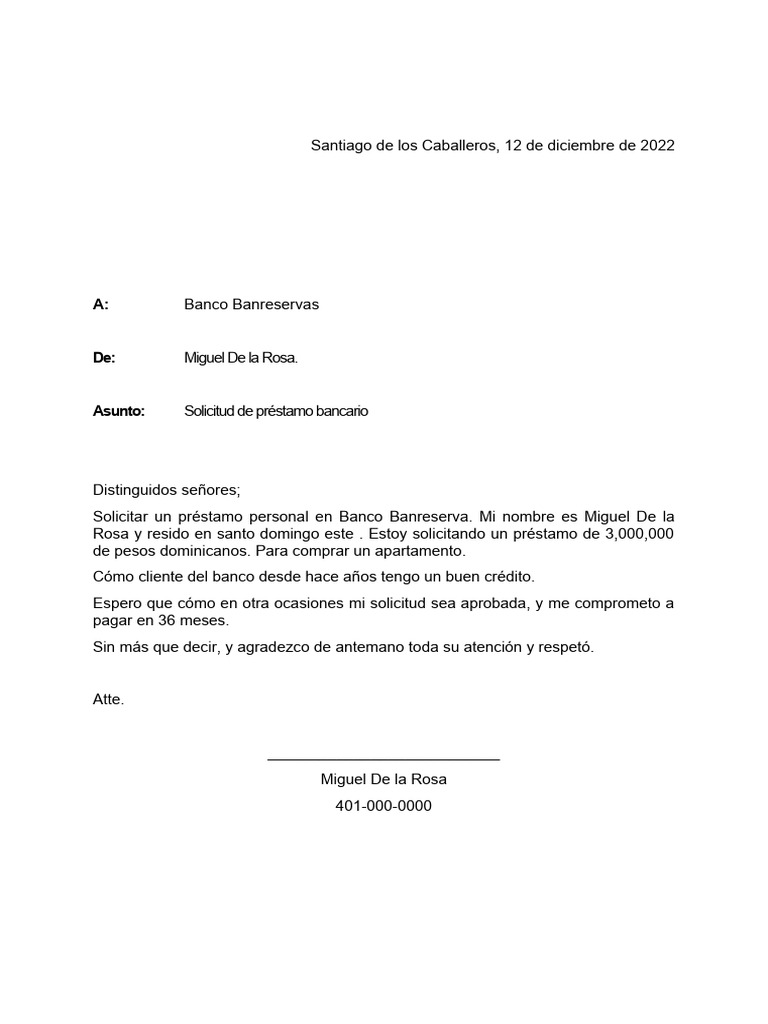 Carta a banreservas pdf