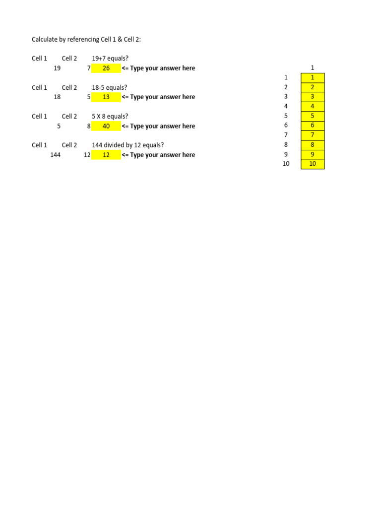 Excel Practice for Students | PDF