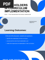 Stakeholders in Curriculum Implementation