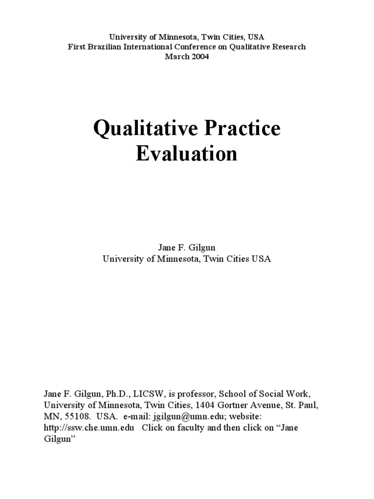 Qualitative Practice Evaluation | PDF | Psychotherapy | Qualitative ...