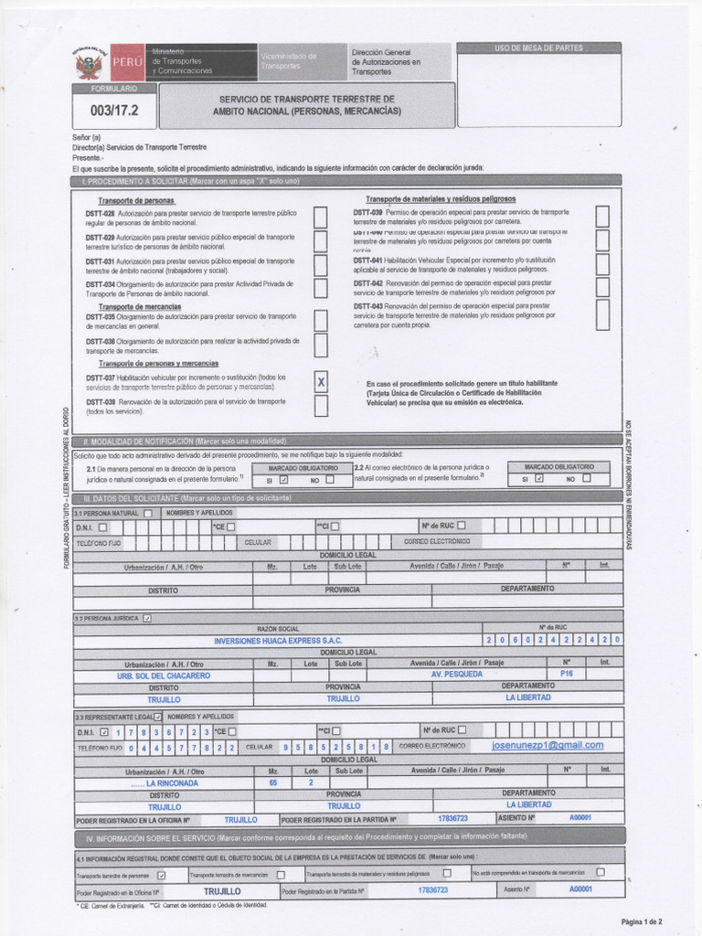 Formulario 003-17.2 | PDF