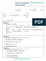 Calcul Litteral Et Identites Remarquables Serie Dexercices Word 1