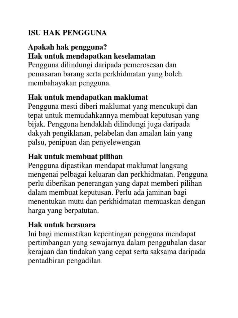 Isu Hak Pengguna Pdf