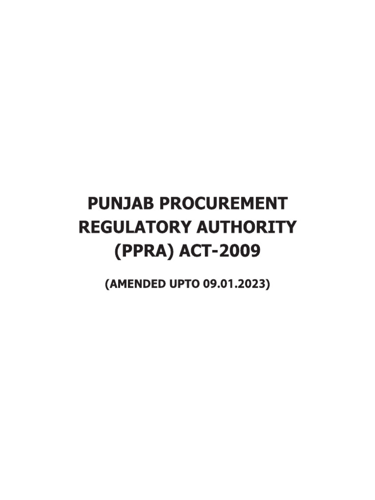 Ppra Rules Amended 09 01 2023 Pdf Procurement Specification