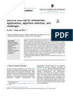 Machine learning for enterprises Application, algorithm selection and challenges