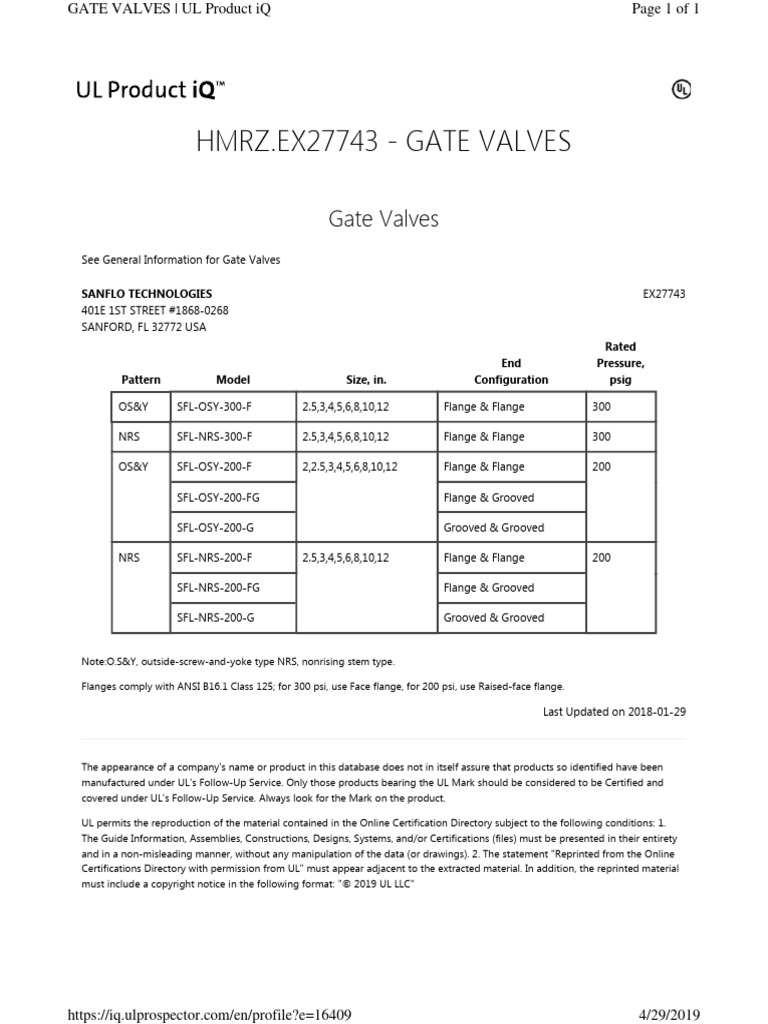Ul Gate Valve | PDF | Valve | Data Management