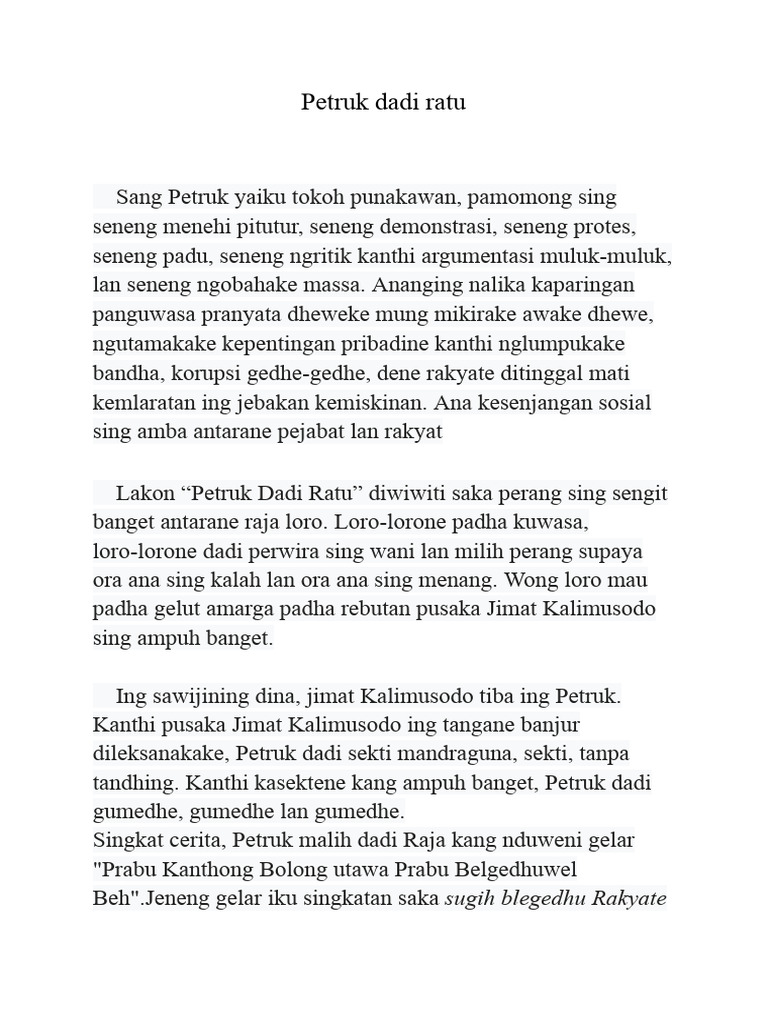 Petruk Dadi Ratu | PDF