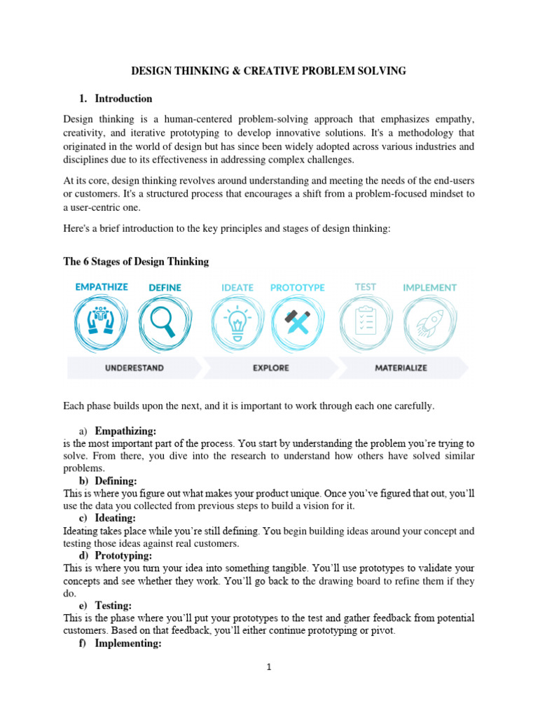 DESIGN THINKING & CREATIVE PROBLEM SOLVING (1) Compressed | PDF ...