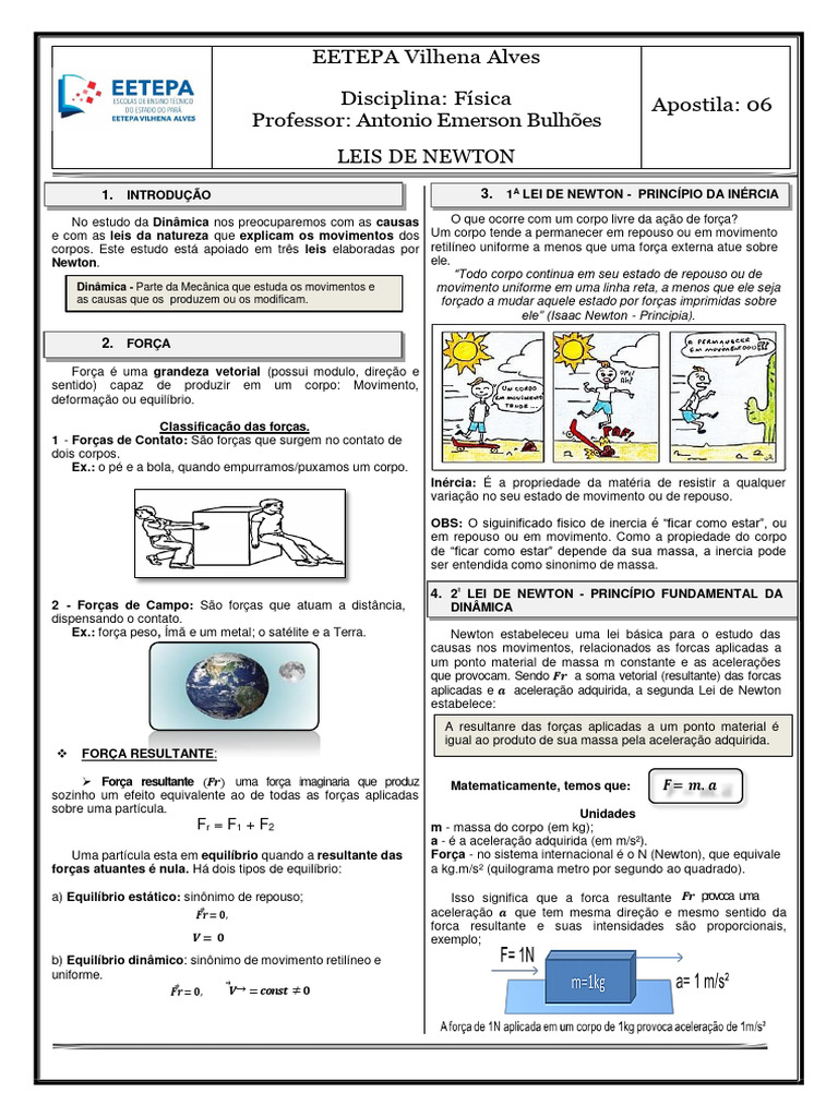 Apostila 06 | PDF | Força | Leis do Movimento de Newton