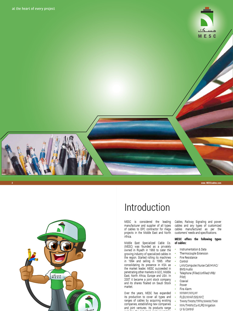 MESC Cable Brochure PDF Electrical Components Materials