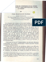 Le Role Du Registre Du Commerce Et Du Credit Mobilier Ohada Dans L'Amelioration de Acce Au Credit Par Yvette - Rachel KALIEU ELONGO