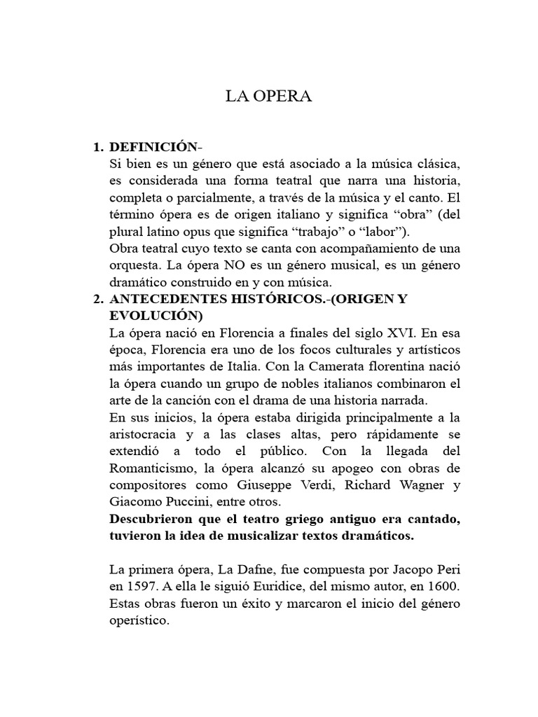 Definición y Tipos de Ópera | PDF | Ópera | Aria