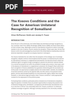The Kosovo Conditions and The Case For American Unilateral Recognition of Somaliland