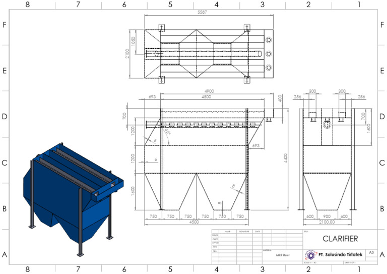 Spesifikasi Desain Clarifier A3 | PDF | Logam | Bahan Bangunan