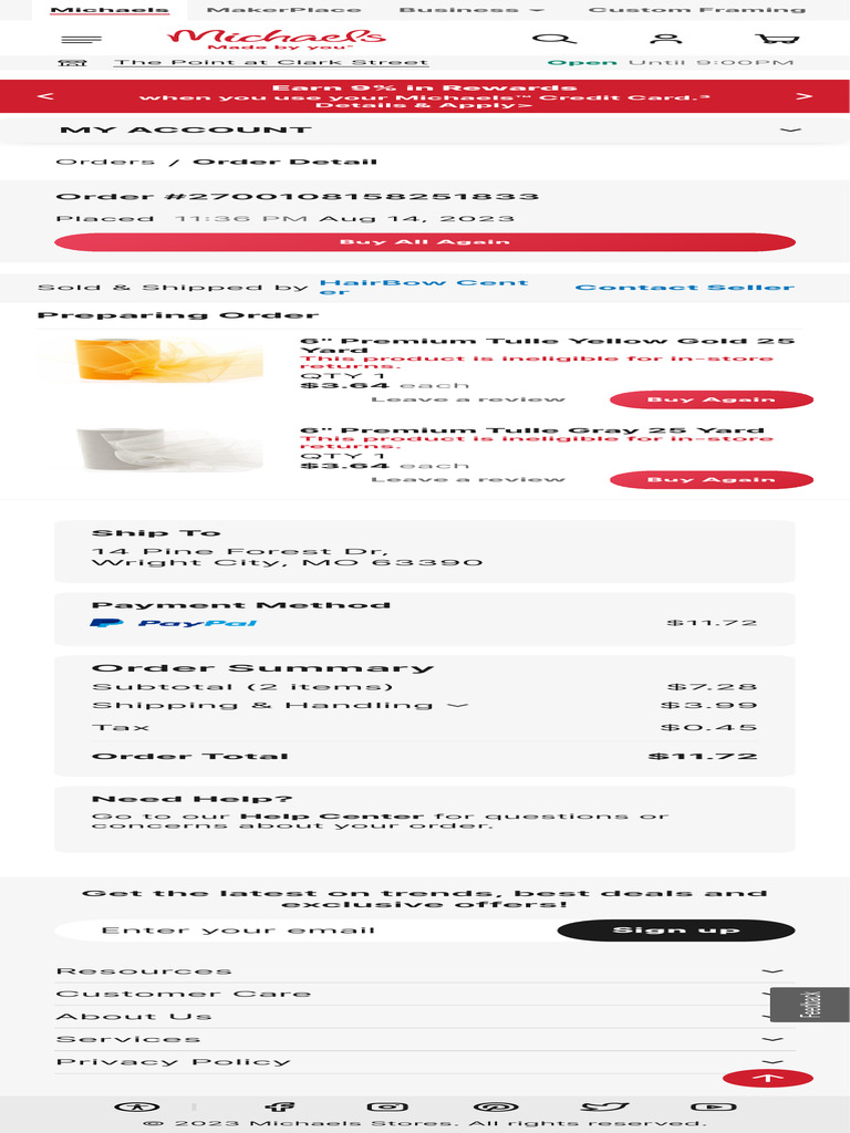 Buyertools Order History Michaels PDF