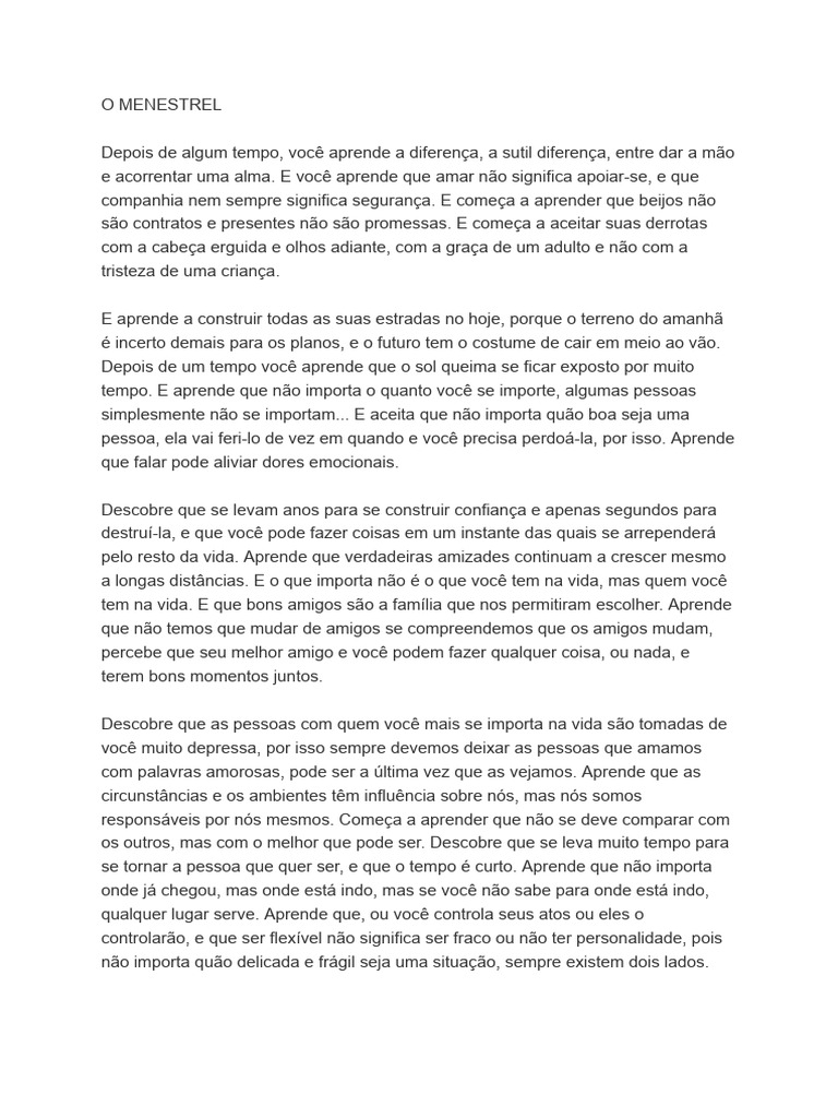 Texto O MENESTREL | PDF | Tempo