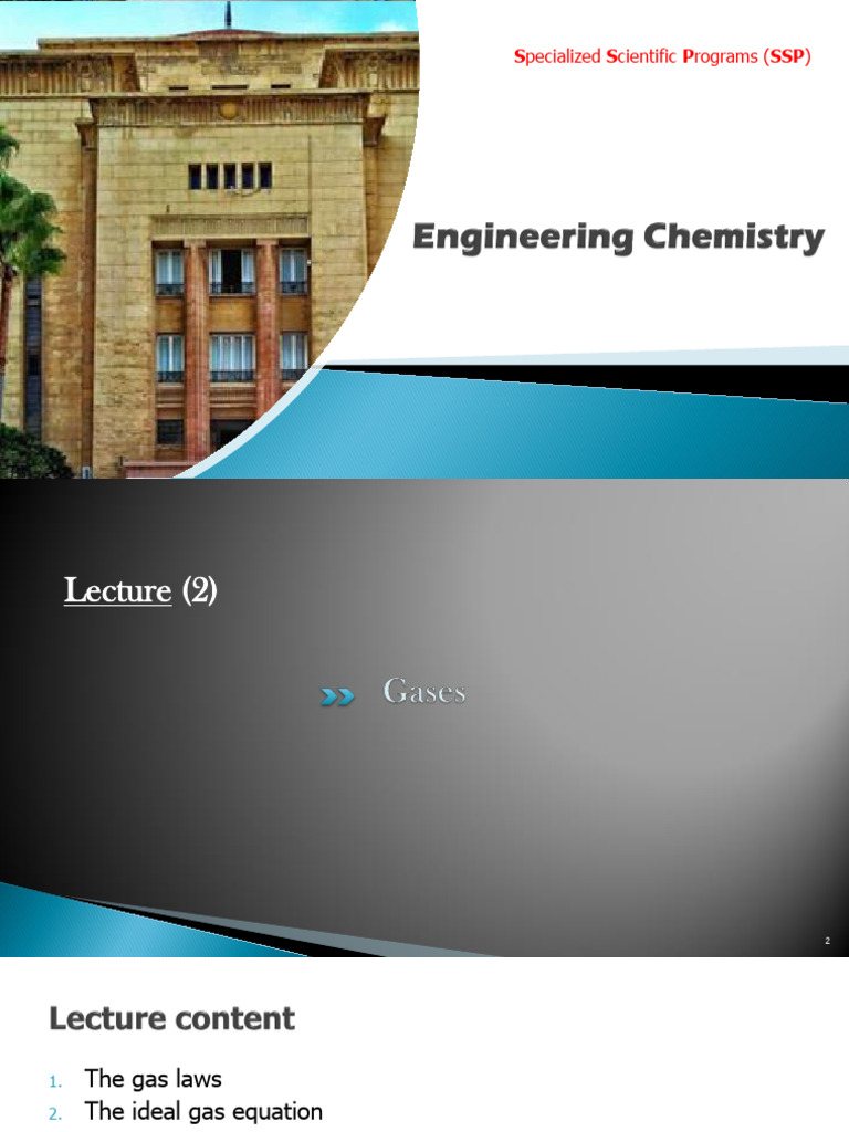 Engineering Chemistry - Lecture 2 | PDF | Gases | Temperature