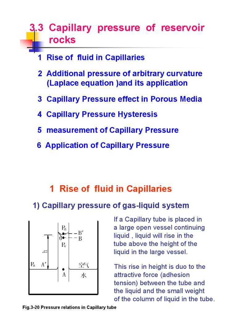 3.3 Capillary Pressure PDF Wetting Petroleum Reservoir