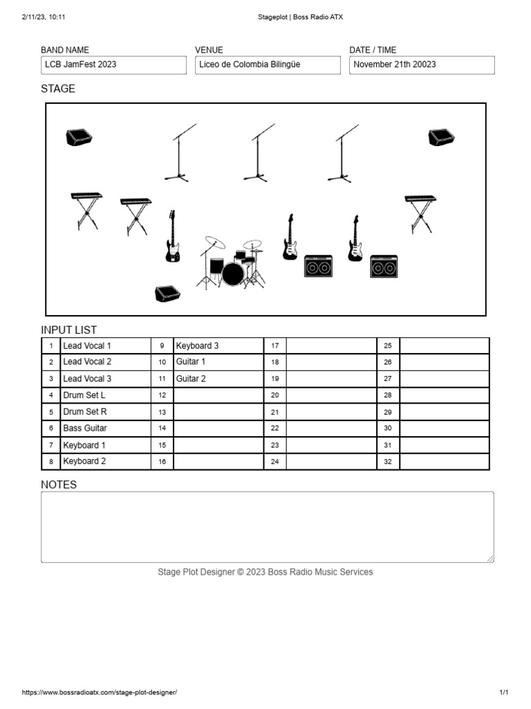 Stageplot JamFest 2023 PDF