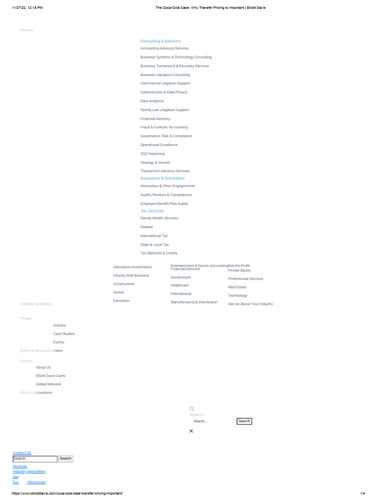 The CocaCola Case Why Transfer Pricing Is Important Elliott Davis