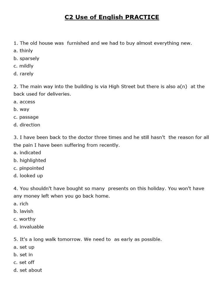 C2 English Practice Exercises | PDF