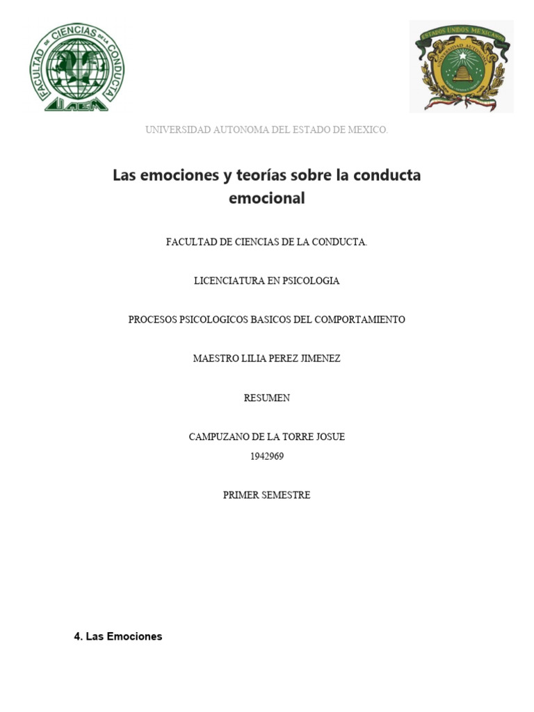 Teorías de la Conducta Emocional | PDF | Las emociones | Temor