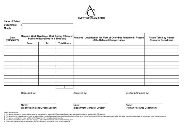 Overtime Claim Submission Guidelines | PDF