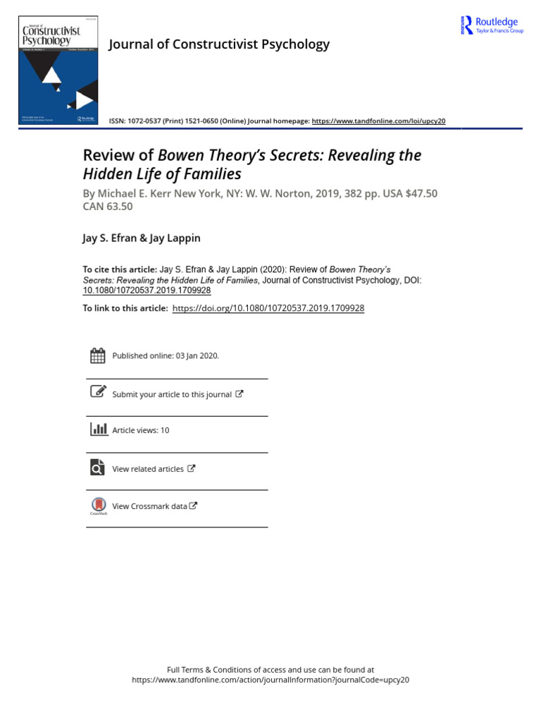 Review of Bowen Theory S Secrets PDF Psychotherapy Theory
