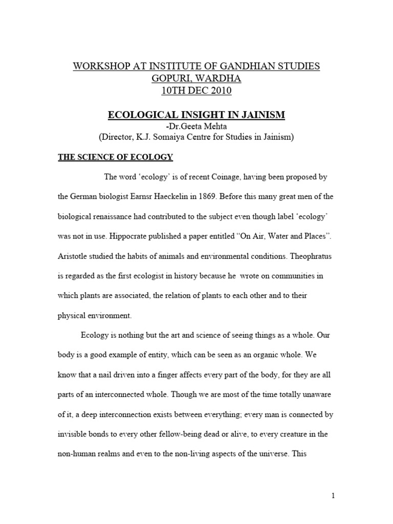 Ecologicalinsightin Jainism | Download Free PDF | Ahimsa | Nonviolence