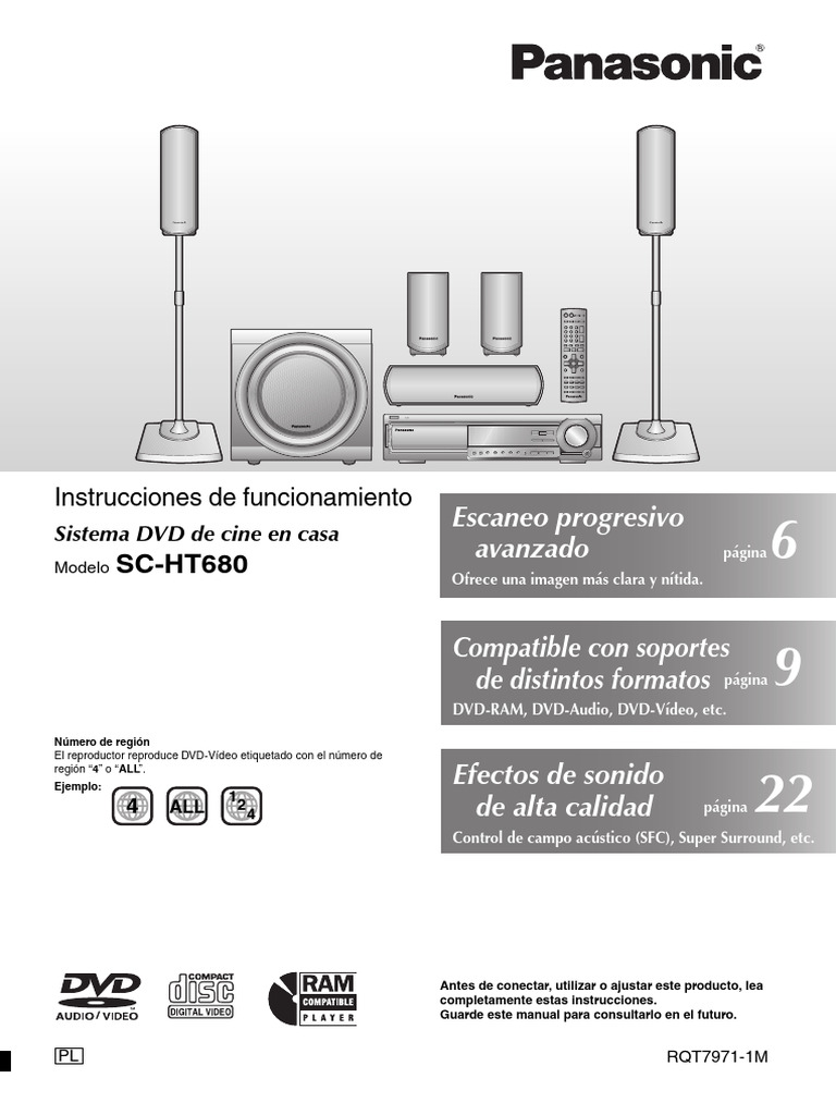 Panasonic SC-HT680 Instrucciones de Funcionamiento | PDF | Altoparlante ...