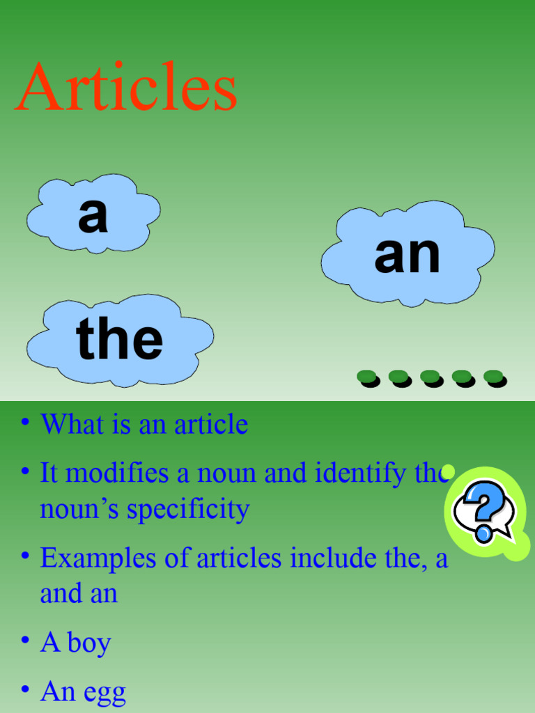 Understanding Articles in Grammar | PDF | Adjective | Noun