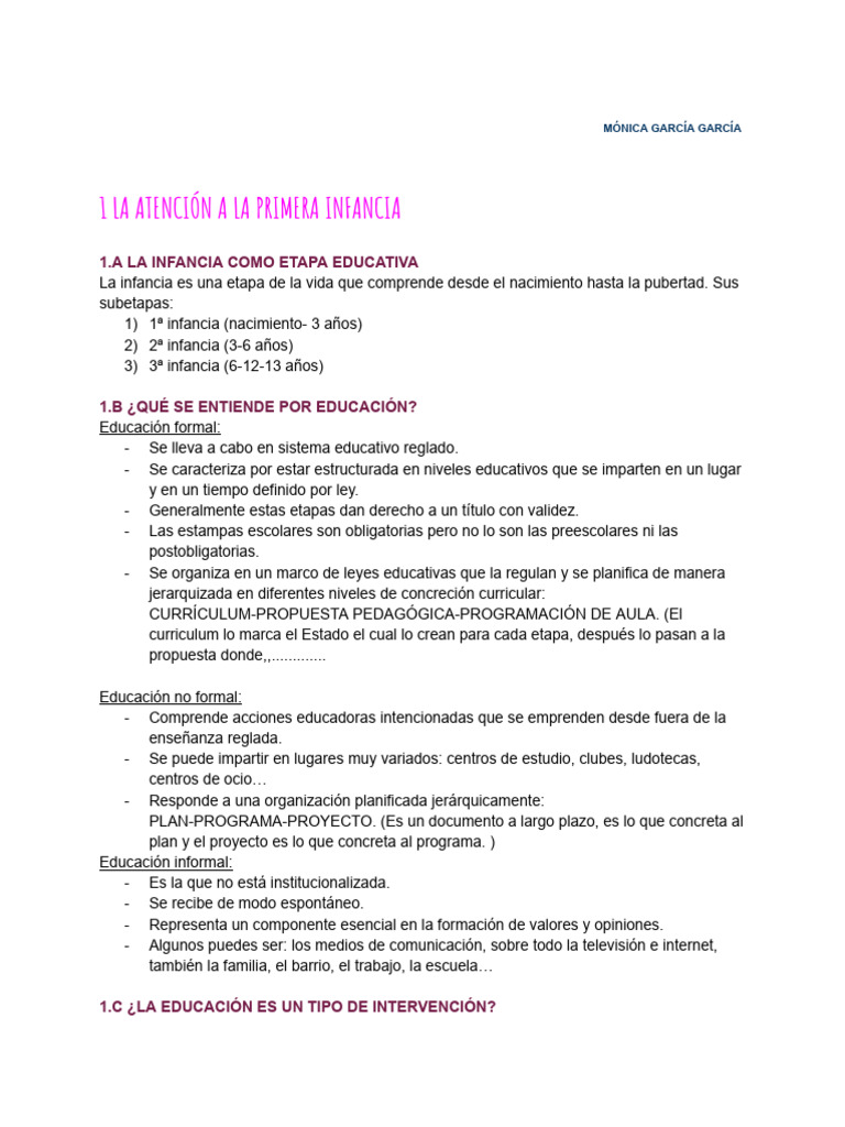 Atención Integral en la Primera Infancia | PDF | Educación de la ...
