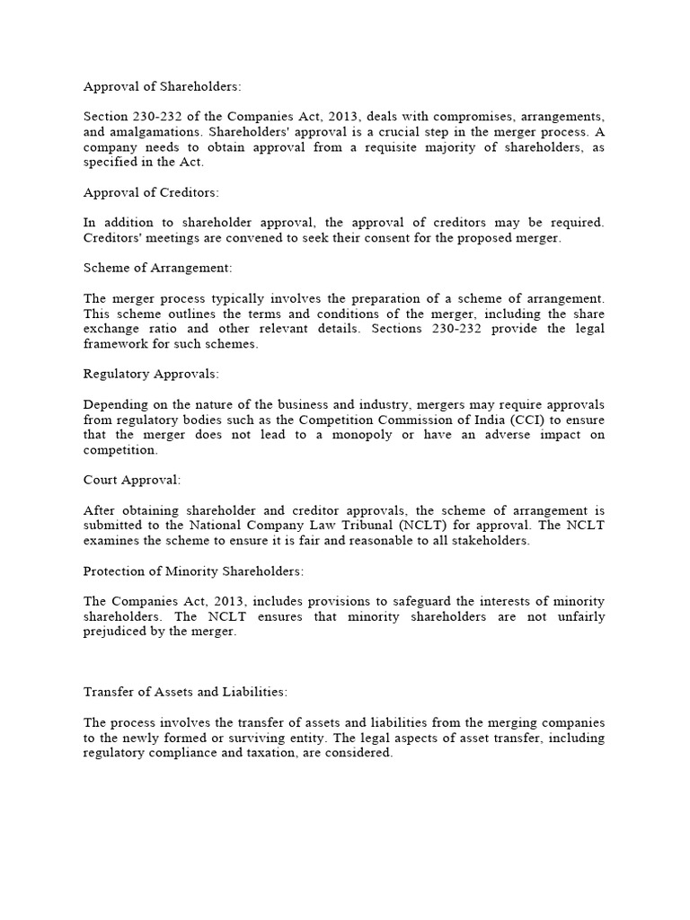 Approval of Shareholders PDF Mergers And Acquisitions Taxes