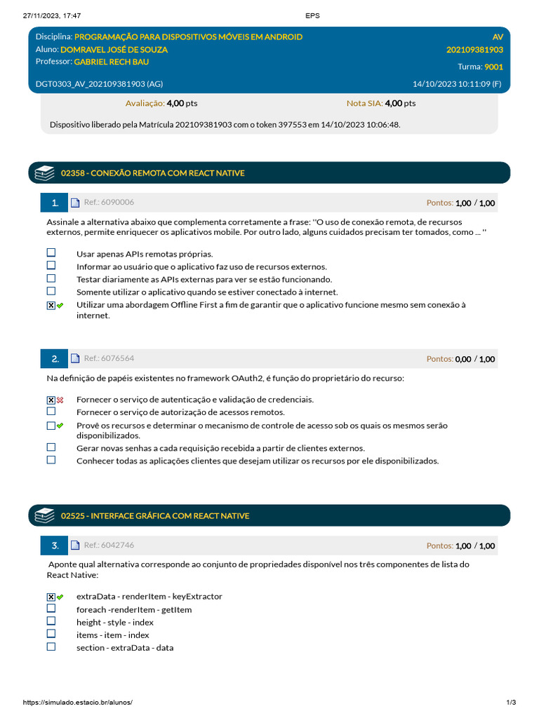 Avaliação de Programação Android Estácio | PDF | Android (sistema ...
