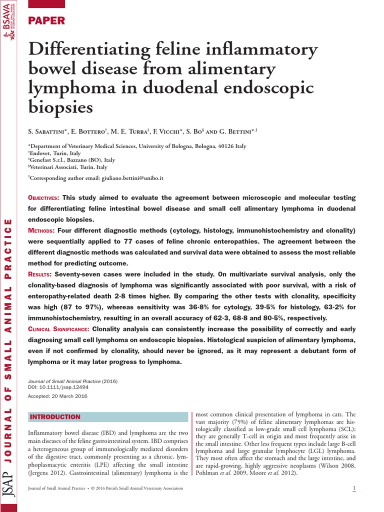 Differentiating Feline Inflammatory Bowel Disease From Alimentary