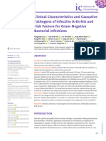 Clinical Characteristics and Causative Pathogens of Infective Arthritis and Risk Factors Gor GN Bacterial Infections