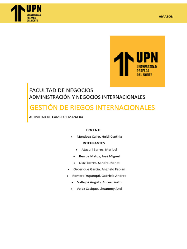 Informe Final Gestion De Riesgos Pdf Cadena De Valor Business