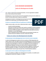 FICHE DE REVISION GEOGRAPHIE La Question Du Dévellopement Durable