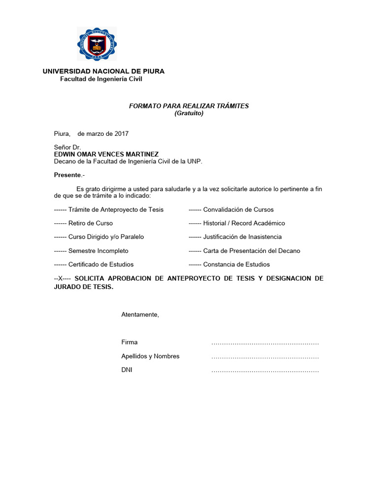 Formato de solicitud anteproyecto pdf