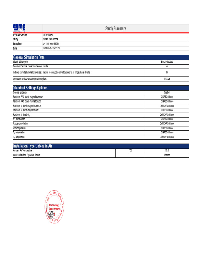 132kV Cable Simulation Data Analysis | PDF | Electrical Resistance And ...