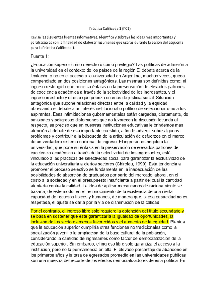 Acceso y calidad en educación superior | PDF | Educación más alta ...