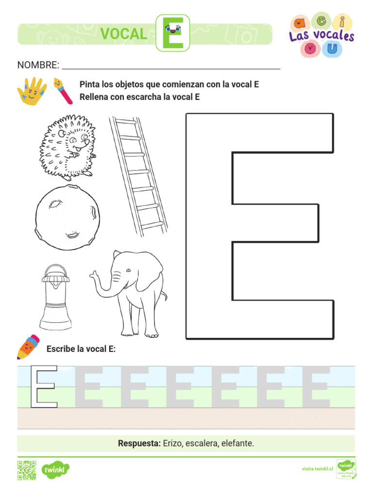 Actividades con la vocal E | PDF | Artes del Lenguaje y Comunicación ...
